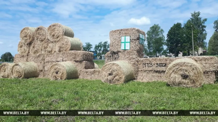 Фотафакт: У Слуцкім раёне зрабілі трактар і камбайн з саломы