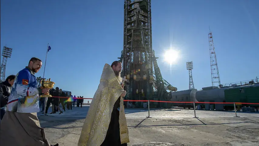 Ракету “Саюз”, якая пацярпела аварыю, асвячаў святар