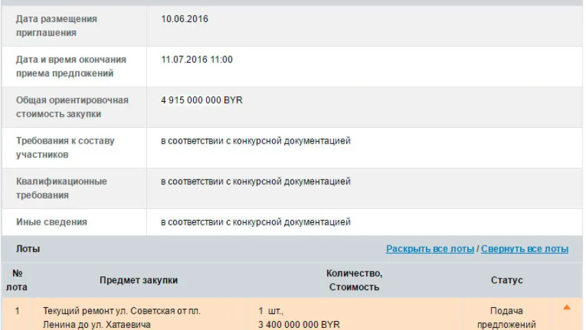 У Гомелі абвясцілі тэндар на рамонт дарогі, які ўжо зрабілі пад візіт Лукашэнкі