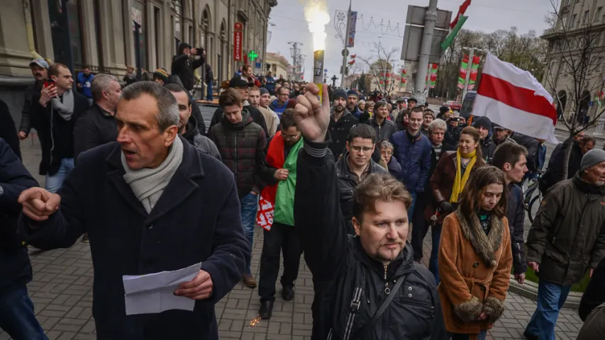 Як праходзіла першамайскае шэсце ў Мінску (фотарэпартаж)